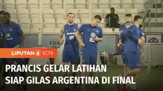 Tim Prancis kembali berlatih untuk menghadapi laga final Piala Dunia melawan Argentina. Les Bleus mengkhawatirkan kondisi sejumlah pemain yang terserang virus aneh dan tidak bisa dimainkan.