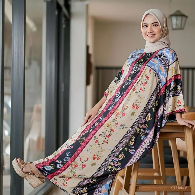 Model Kaftan Motif Bunga Terbaru/Meta AI