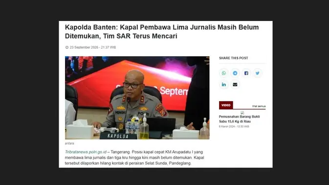 Cek Fakta Liputan6.com menemukan klaim foto lima jurnalis yang hilang kontak ditemukan terdampar di Pulau Seribu