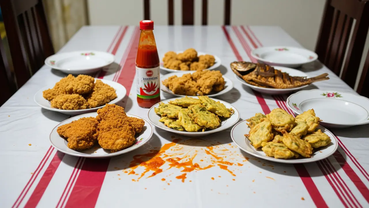 Noda saus di taplak meja