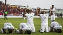 Para pemain Timnas Indonesia merayakan gol yang dicetak Marinus Wanewar ke gawang Timor Leste pada laga SEA Games di Stadion MPS, Selangor, Minggu (20/8/2017). Indonesia menang 1-0 atas Timor Leste. (Bola.com/Vitalis Yogi Trisna)