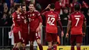 Tim dengan koleksi gol terbanyak di babak 16 besar Liga Champions adalah Bayern Munchen, yaitu 88 gol. Terbaru, mereka menambah catatan tersebut daat bermain imbang 1-1 dengan RB Salzburg. Raksasa Bavaria menjadi salah satu kandidat kuat juara Liga Champions musim ini. (AFP/Tobias Schwarz)