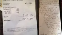 Pelanggan restoran memberikan uang tip hingga 7.000 persen dari total biaya yang harus dibayar (Foto: ABC News)