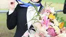 Tak ketinggalan, Melody Laksani eks JKT48  yang tampil menawan dengan pakaian berkuda serba hitam putihnya. Penampilannya dilengkapi dengan hijab warna hitam yang dimasukkan ke dalam turtleneck putihnya.  [Dok/Kapanlagi/Budy Santoso].