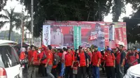 Massa PDIP ikuti peringatan Hari Lahir Pancasila di Blitar, Jawa Timur  (Liputan6.com/ Audrey Santoso)