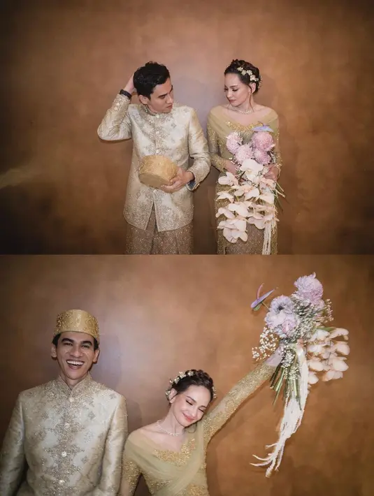 Enzy terlihat anggun mengenakan kebaya berkerah rendah nuansa hijau lime yang segar, dipadukan kain songket Aceh.  [Foto: IG/enzystoria].