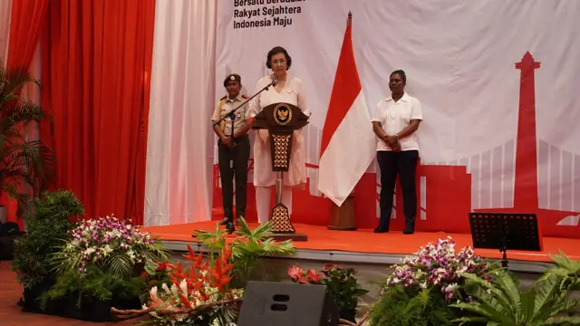 Presiden Suriname Jennifer Geerlings-Simons menghadiri Resepsi Diplomatik Peringatan 80 Tahun Kemerdekaan Republik Indonesia di Ballroom Royal Torarica Hotel, Paramaribo, Kamis (28/8/2025).