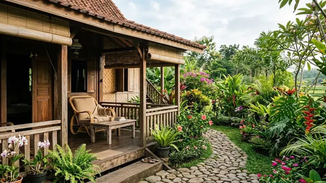 Desain Teras Kampung dengan Menonjolkan Kekayaan Material Alam Asli