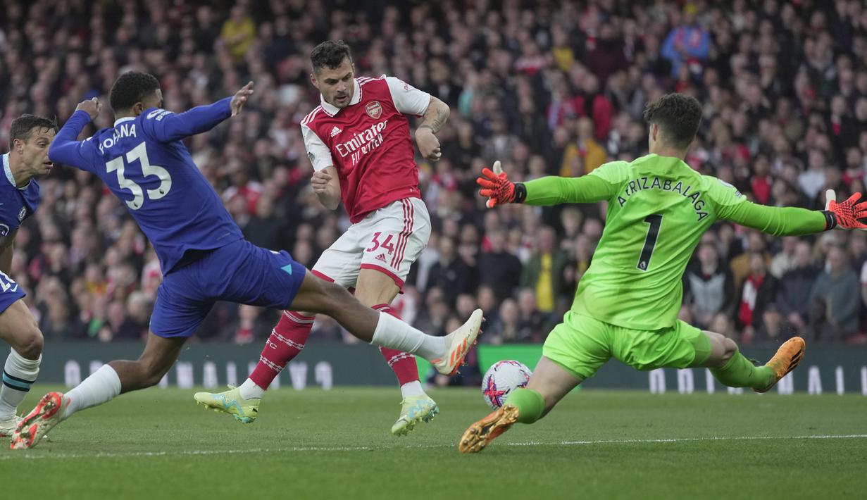 Kemenangan ini mengantar Arsenal kembali ke puncak klasemen Liga Inggris 202-2023 sementara. Bagi CHelsea, kekalahan ini membuat mereka kian terpuruk dan terancam masuk ke zona degradasi. (AP Photo/Kin Cheung)