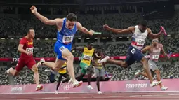 Italia tampil di final estafet 4x100 meter melawan Jamaika, Britania Raya, Jepang, China, Kanada, Jerman, dan Ghana.   (Foto: AP/David J. Phillip)