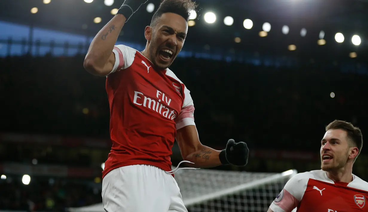 3. Pierre-Emerick Aubameyang (Arsenal) - 17 gol dan 4 assist (AFP/Ian Kington)
