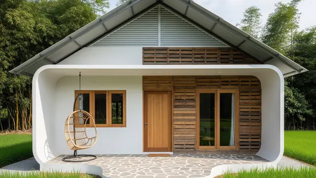 Model Rumah Minimalis Desa dengan Kombinasi Tembok dan Kayu Alami yang Memukau