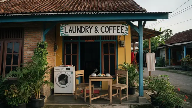 10 Desain Kombinasi Warung Kopi dan Laundry di Teras Rumah, Ini Estimasi Modal Awal