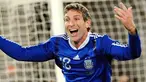 Kegembiraan striker Argentina Martin Palermo setelah menjebol gawang Yunani di penyisihan Grup B PD 2010 di Peter Mokaba Stadium, Polokwane, 22 Juni 2010. Skor 2-0. AFP PHOTO / CHRISTOPHE SIMON 