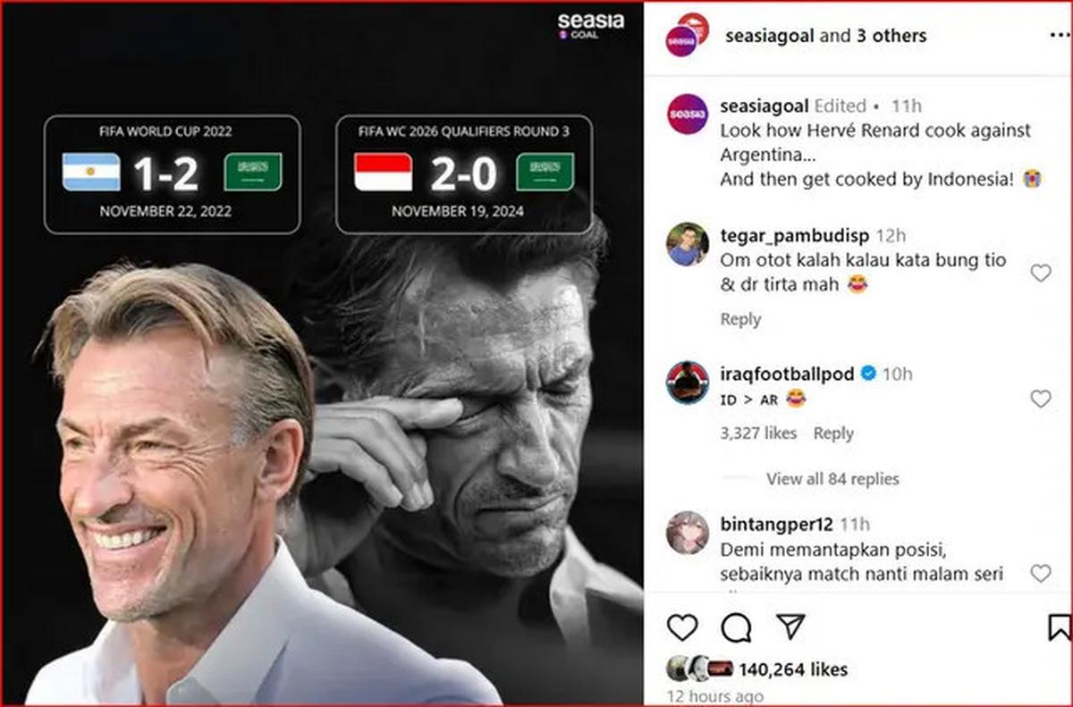 Pelatih Arab Saudi Jadi Korban Meme Usai Kalah dari Timnas Indonesia