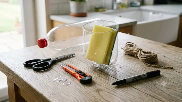 Cara membuat tempat spons cuci piring dari botol bekas