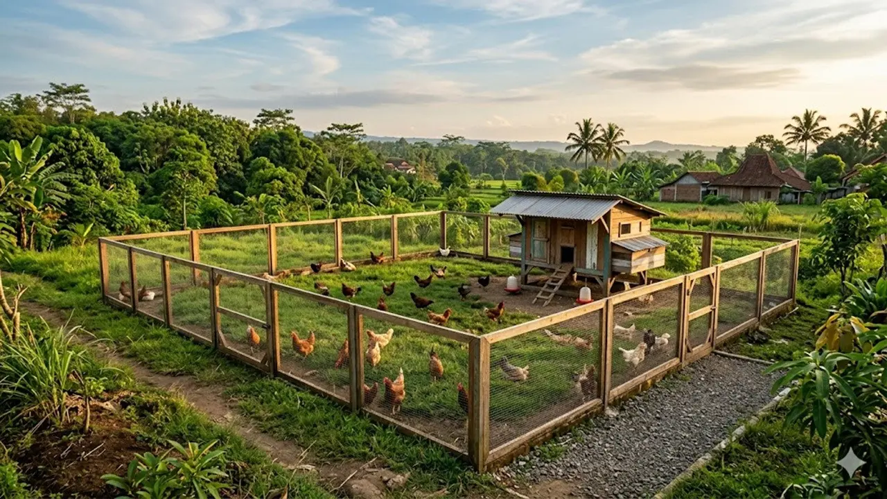 Desain Kebun Ayam dengan Pagar Tinggi