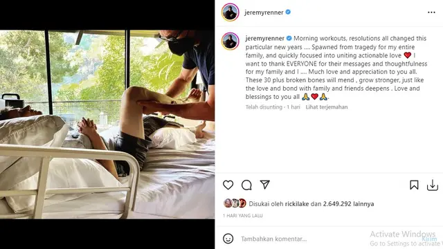 Jeremy Renner (Foto: Instagram/@jeremyjenner)