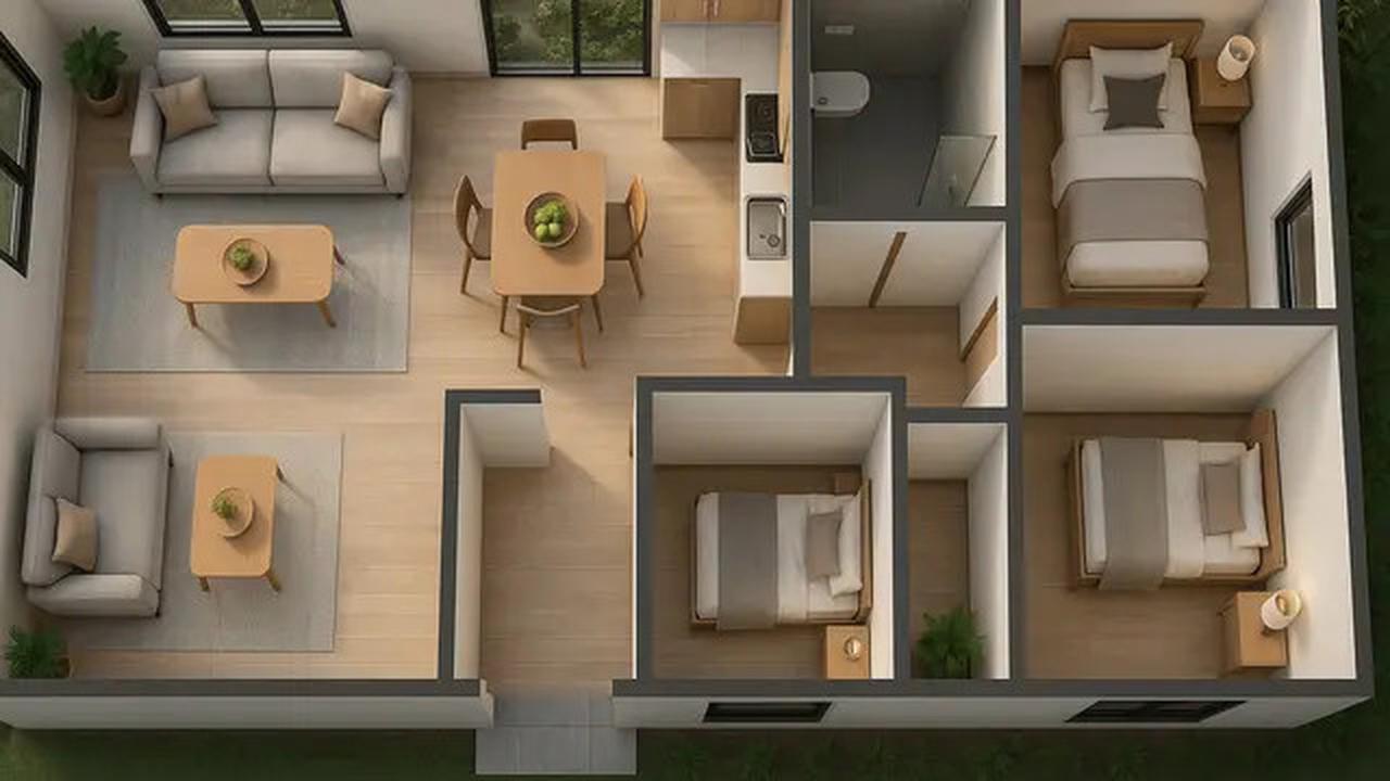 7 Desain Rumah 6x12 Satu Lantai dengan Tiga Kamar Tidur, Sangat Nyaman untuk Keluarga Kecil