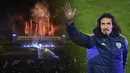 Bintang Uruguay, Edinson Cavani mendapatkan sambutan meriah dari klub barunya, Boca Juniors pada Senin (31/07/2023) waktu setempat. Stadion legendaris La Bombonera pun dipenuhi fans hingga melakukan pesta kembang api. Seperti diketahui, Cavani diboyong ke Boca Juniors dengan kontrak 18 bulan menyusul pemutusan kontraknya dengan klub La Liga, Valencia. (Foto Kolase: AFP/Luis Robayo dan AP Photo/Gustavo Garello)