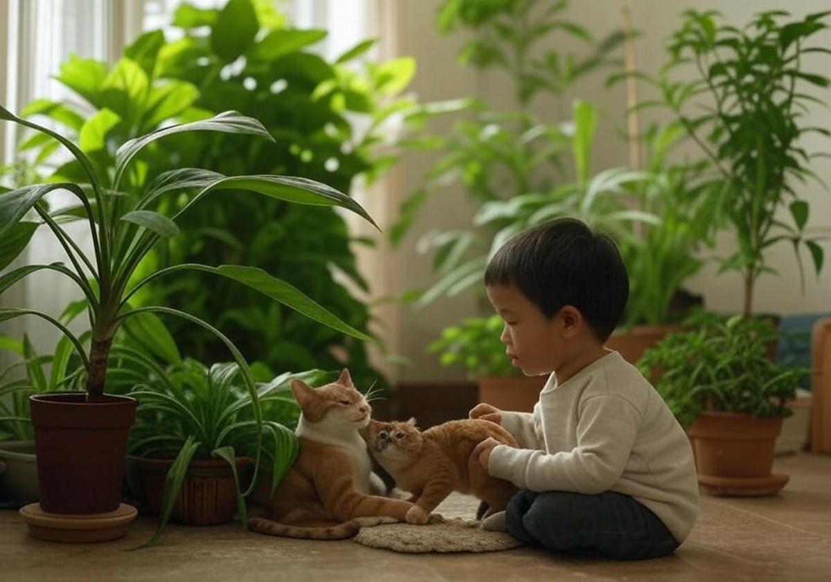 Taman dalam rumah yang ramah untuk anak kecil dan hewan peliharaan