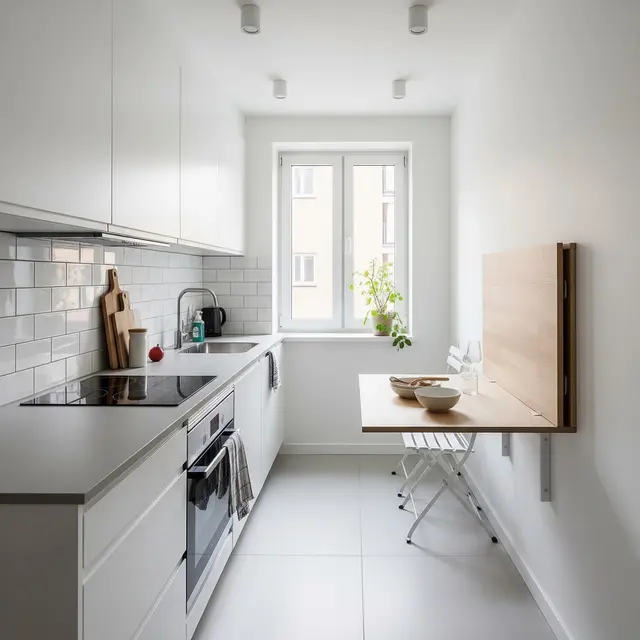 Dapur Minimalis 3x2 Tetap Lega dengan Meja Makan Mini (AI Generated)