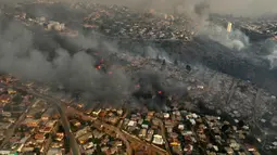 Kebakaran telah menyebar ke sejumah wilayah permukiman. (Javier TORRES/AFP)
