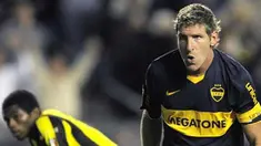 Aksi striker Boca Juniors, Martin Palermo seusai mencetak go ke gawang Deportivo Tachira (Venezuela) di laga Libertadores Cup Grup 2 yang digelar di La Bombonera Stadium, Buenos Aires, 30 April 2009. AFP PHOTO/Juan Mabromata 
