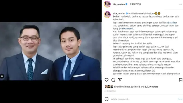 Ridwan Kamil - Tika Ramlan (Foto: Instagram/@tika_ramlan)