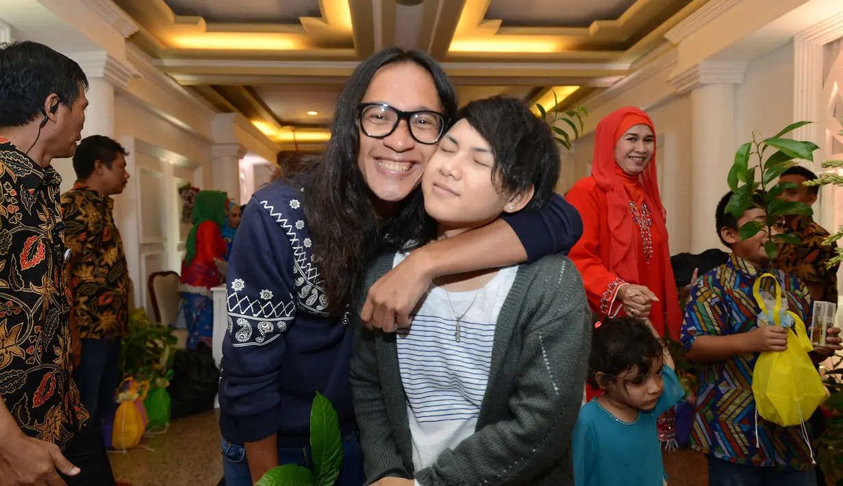 Aming dan Evelyn saat hadir dalam acara khitanan anak Eko Patrio dan Viona di Balai Sudirman, Jakarta Selatan, Sabtu (3/12/2016). (Nurwahyunan/Bintang.com)