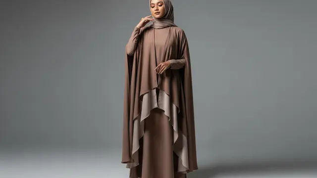 The Dusty Brown Cape Abaya (Cokelat Abu-abu)