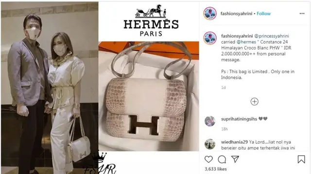 Syahrini Pakai Tas Hermes yang Diklaim Hanya Ada Satu di Indonesia