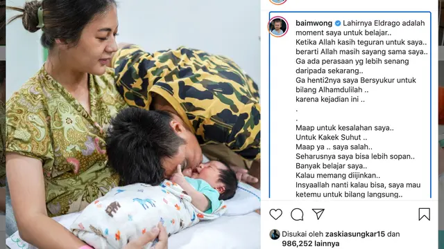 Unggahan Baim Wong. (Foto: Instagram @baimwong)