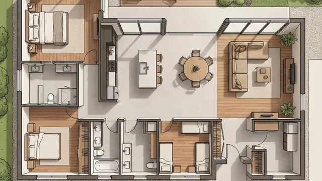 Rumah 3 Kamar dengan Ruang Tengah Open Space