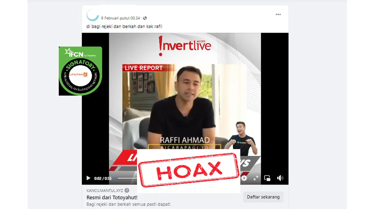 Tangkapan layar salah satu hoaks seputar gim online