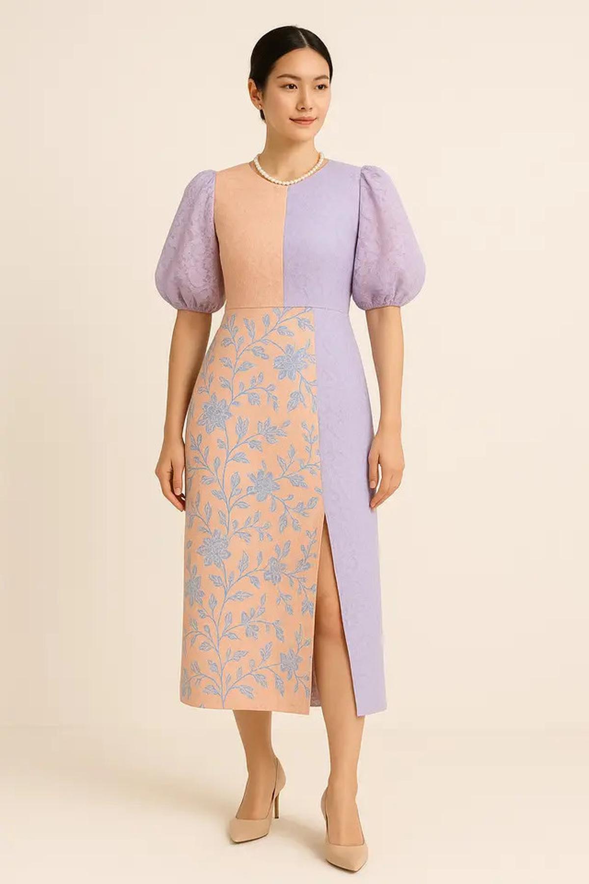 7 Dress Batik Kombinasi Brokat Belah Samping Terbaru 2025 dengan Sentuhan Modern Elegan