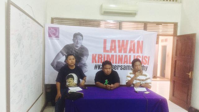 Jumpa pers AJI terkait laporan atas tulisan Dandhy Dwi Laksono. (Delvira Hutabarat/Liputan6.com)