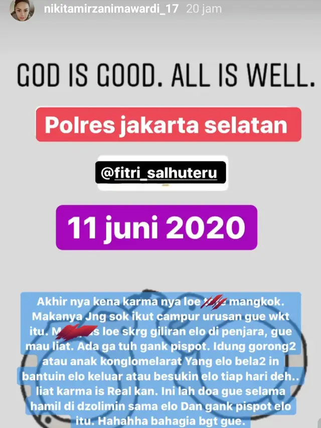 Nikita Mirzani. (Foto: Instagram @nikitamirzanimawardi_17)