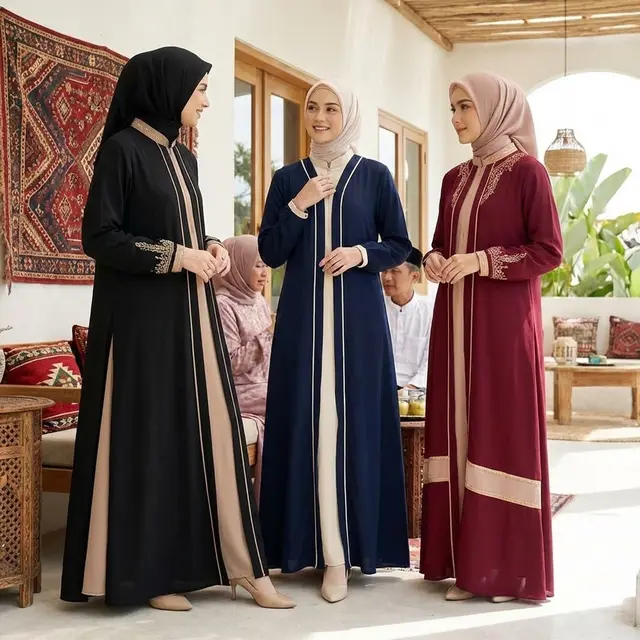 Model Gamis Kombinasi 2 Warna Terbaru untuk Lebaran 2026