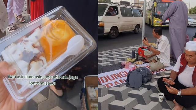 Jemaah haji asal Indonesia saat cari sarapan di jajanan kaki lima dekat hotel. (Dok: TikTok @vitamutiaragajahaera )