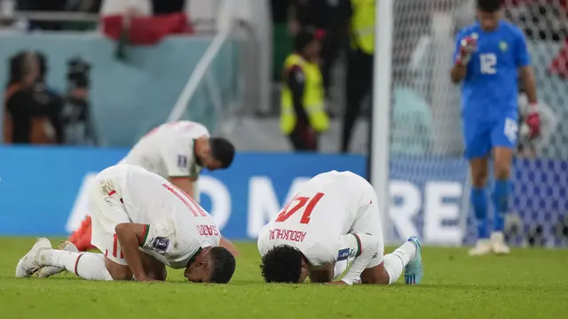 Foto: Aksi Menawan Para Pemain Maroko Bikin Sisa-sisa Generasi Emas Belgia Tak Berkutik di Piala Dunia 2022