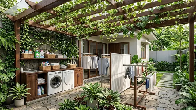 Inspirasi Pergola untuk Area Cuci dan Jemur