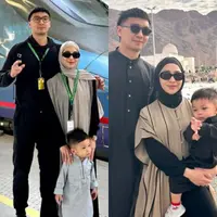 Bisa pilih hijab pashmina instan yang praktis sebagai pelengkap gamis maupun tunik. [IG/@indrapriw/@yorafebriana]