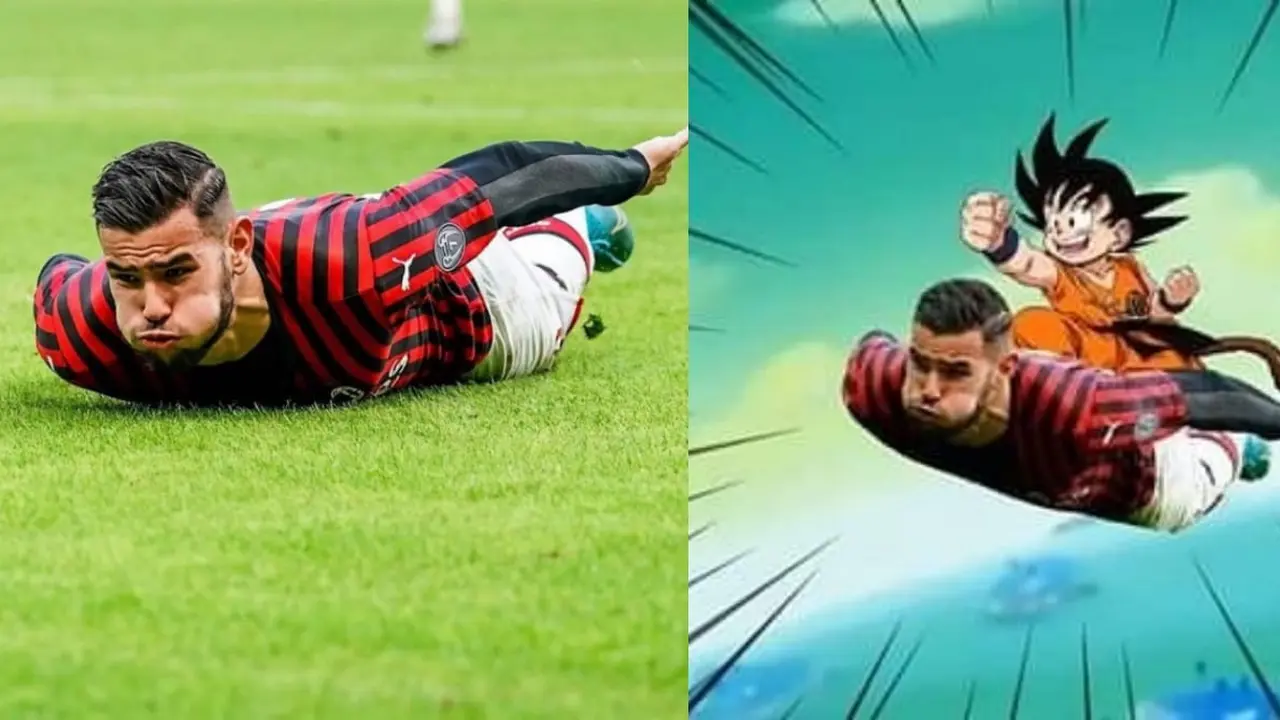 Foto Editan Theo Hernandez saat Selebrasi