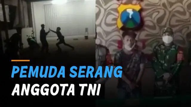 Beredar video pemuda serang anggota TNI di depan sebuah minimarket yang telah tutup.