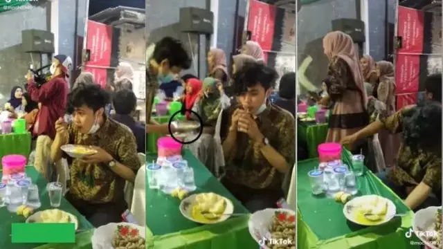 6 Momen Apes Makan di Acara Pernikahan Ini Bikin Tamu Undangan Elus Dada
