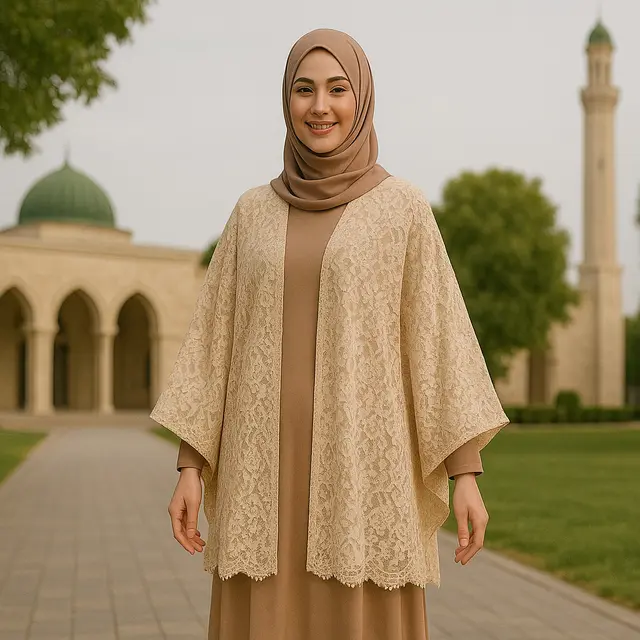 Gamis Outer Brokat agar Penampilan Makin Anggun dan Elegan