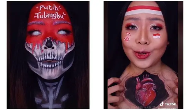 Wanita Ini Habiskan 18 Jam untuk Makeup Tema Kemerdekaan RI, Hasilnya Mengagumkan