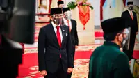Sandiaga Salahuddin Uno mengikuti pelantikan sebagai Menteri Pariwisata dan Ekonomi Kreatif/Kepala Badan Pariwisata dan Ekonomi Kreatif oleh Presiden Joko Widodo di Istana Negara, Jakarta, Rabu (23/12/2020). (Foto: Muchlis Jr - Biro Pers Sekretariat Presiden)