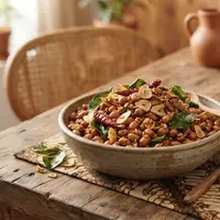 Resep Kacang Tanah Goreng Bawang Putih dan Daun Jeruk. (AI Generated)
